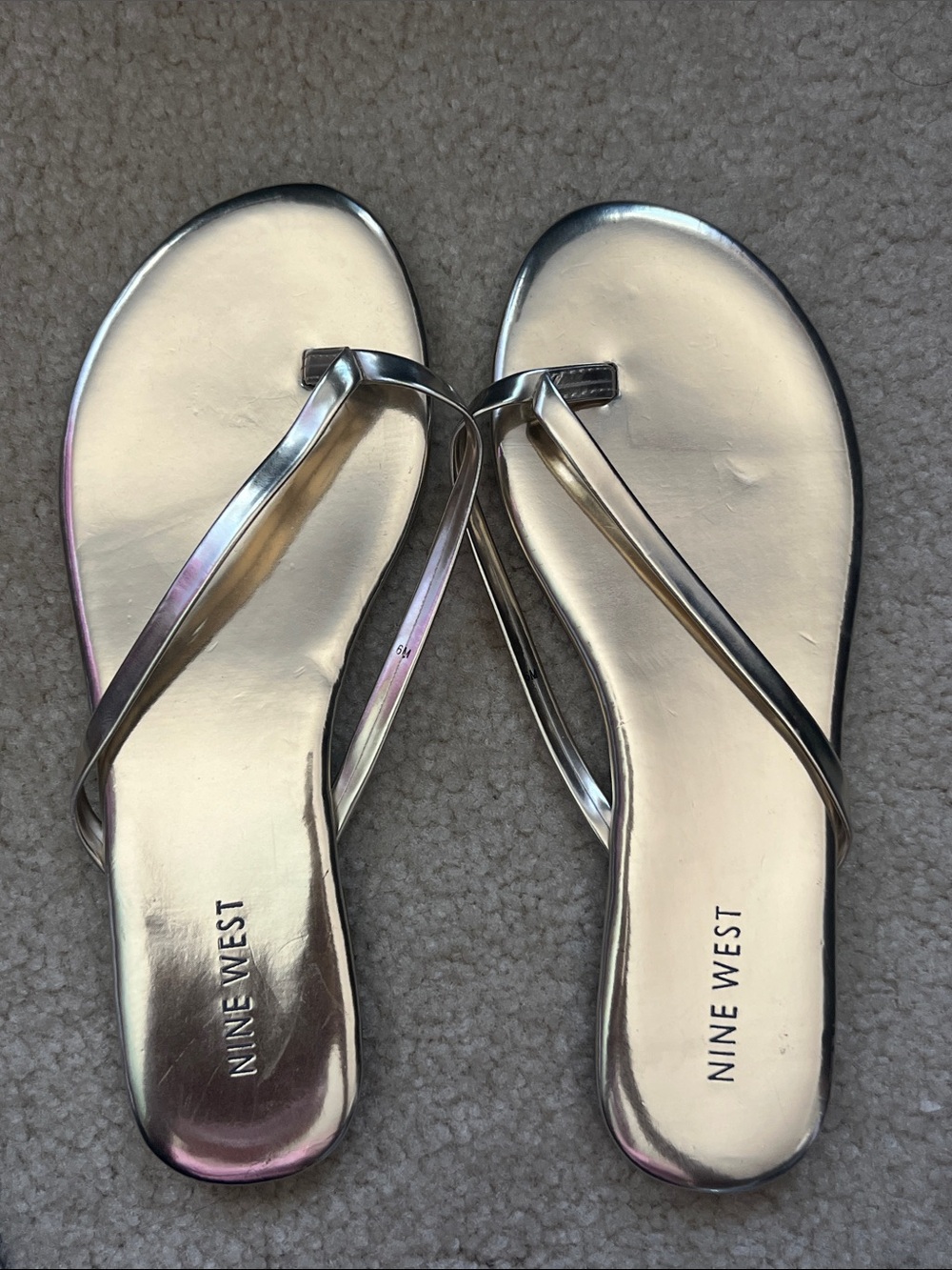 Nine West gold Metallic Thong Sandals